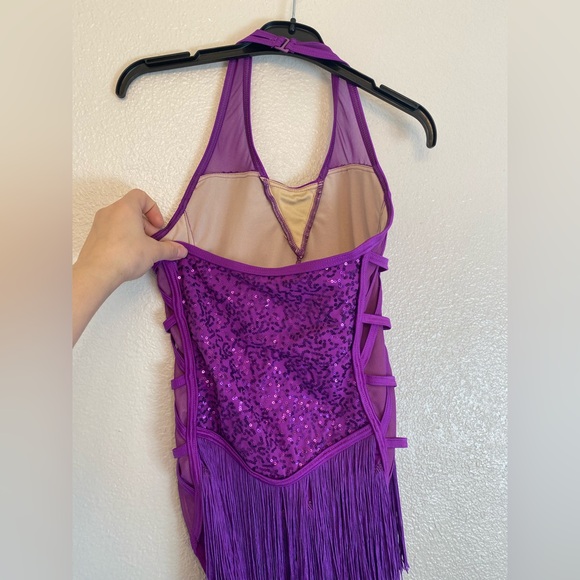 WEISSMAN Dance purple sequin fringe Costume Sequin Fringe Halter Dress D11806 SA - Picture 4 of 11